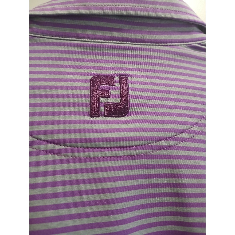 FootJoy Polo Shirt Mens L Purple Striped Performance Logo - Picture 7 of 7